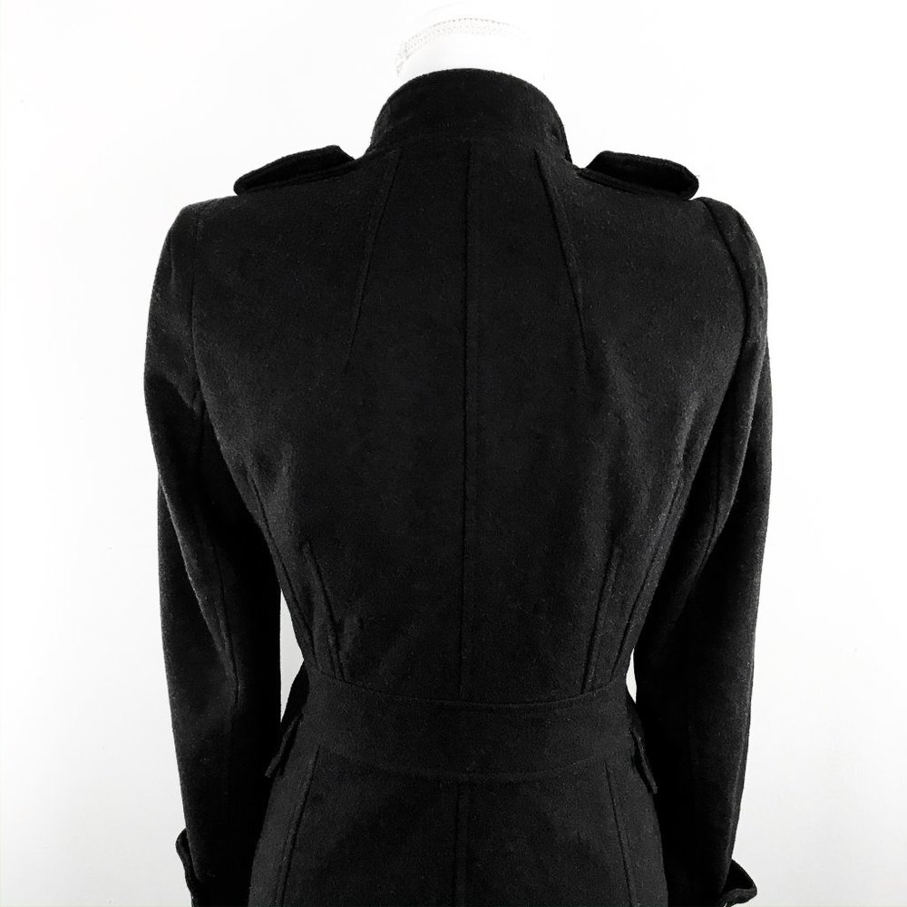 Zara Basic Wool Button Up Collared Black Topcoat - image 4